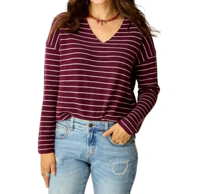 Carve Designs Zella Sweater In Nirvana Stripe In Burgundy