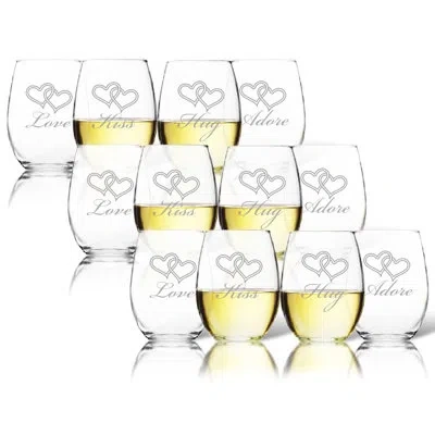 Carved Solutions 12 Piece 15 Oz. Stemless Wine Glass Set In Clear