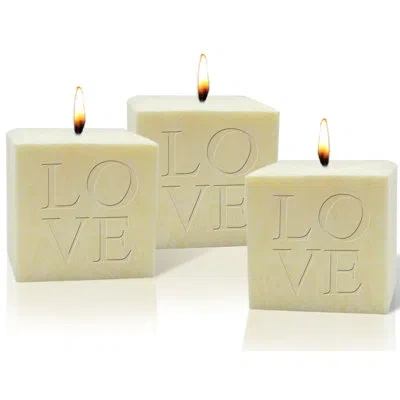 Carved Solutions 3 Piece Palm Wax Love Pure Unscented Votive Candle Set In Champagne