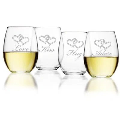 Carved Solutions 4 Piece 15 Oz. Stemless Wine Glass Set In Clear
