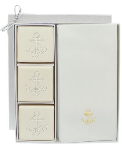 Carved Solutions Eco-luxury Anchor 15pc Soap & Towel Set In White