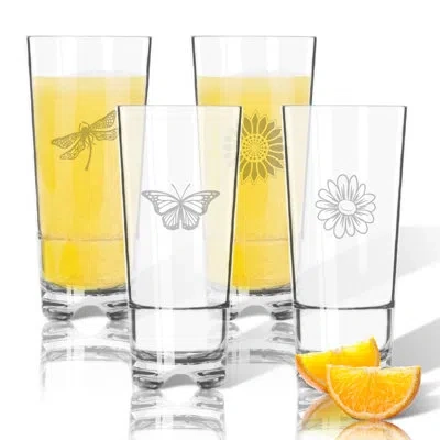 Carved Solutions Garden Tritan 4-piece 16 Oz. Plastic Highball Glass Set In Clear
