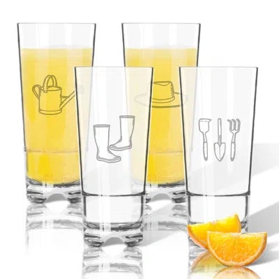 Carved Solutions Garden Tritan 4-piece 16 Oz. Plastic Highball Glass Set In Clear