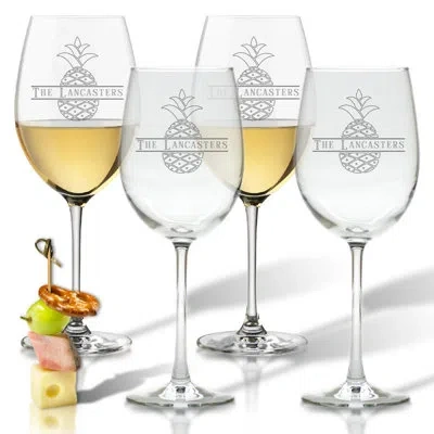 Carved Solutions Personalized Pineapple 15 Oz. Stemmed Wine Glass In Clear