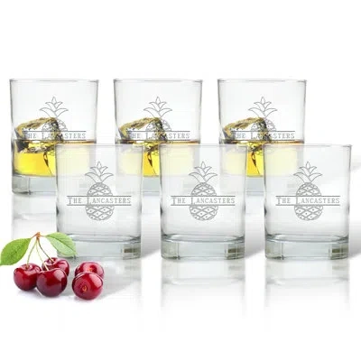 Carved Solutions Personalized Pineapple 6 Piece 13 Oz. Whiskey Glass Set In Clear