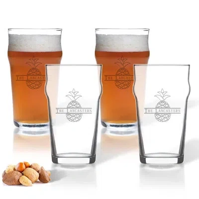 Carved Solutions Personalized Pineapple Nonic 16 Oz. Pilsner Glass In Clear