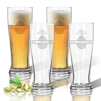 Carved Solutions Personalized Pineapple Tritan 14 Oz. Pilsner Glass In Clear