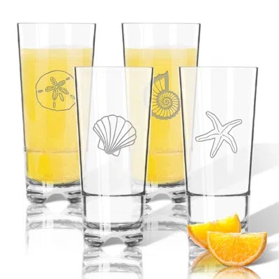 Carved Solutions Shell Tritan 4-piece 16 Oz. Plastic Highball Glass Set In Clear