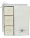 Carved Solutions Snowflake Motif 3pc Soap Set With 12 Silver Embossed Towels