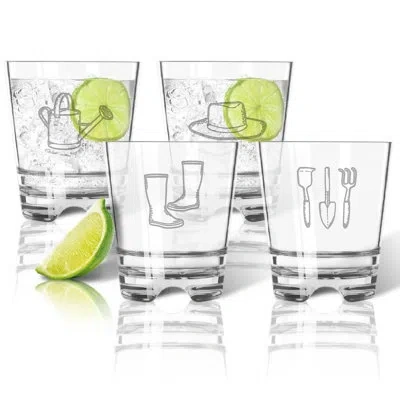 Carved Solutions Tritan Gardener 4-piece 12 Oz. Whiskey Glass Set In Clear