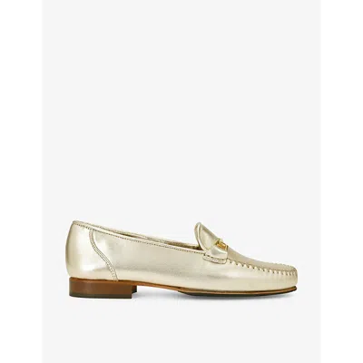 Carvela Comfort Womens Gold Marina Chain-embellished Flat Leather Loafers