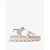 Carvela Comfort Womens Gold Pavilion T-bar Flat Leather Sandals In Gold