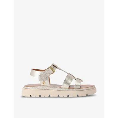 Carvela Comfort Womens Gold Pavilion T-bar Flat Leather Sandals