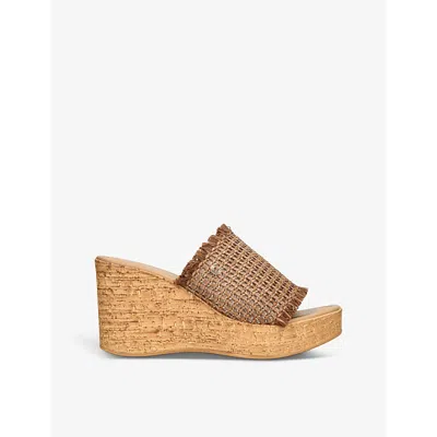 Carvela Comfort Womens Tan Ivy Branded Woven Wedge Sandals