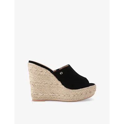 Carvela Comfort Womens Black Fiorella Branded Suede Wedges