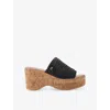 Carvela Comfort Womens Krypton Weave Wedge-heel Faux-leather Sandals Blac In Black