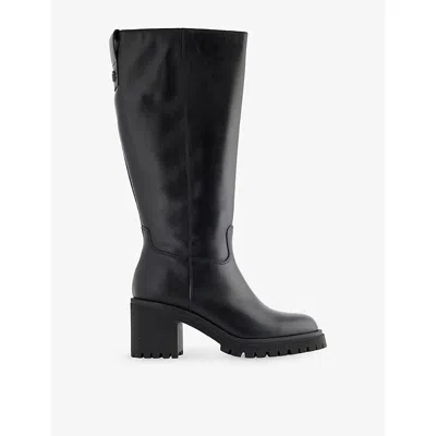 Carvela Comfort Womens Black Mega Leather Heeled Knee-high Boots Eur 38/5 Uk