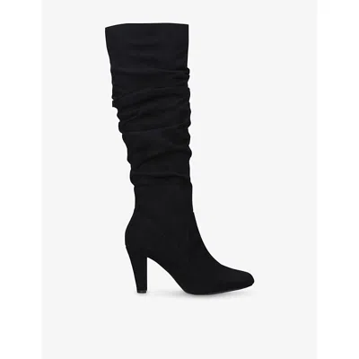 Carvela Comfort Womens Black Tampa Heeled Knee-high Faux-suede Boots Eur 39 / 6 Uk