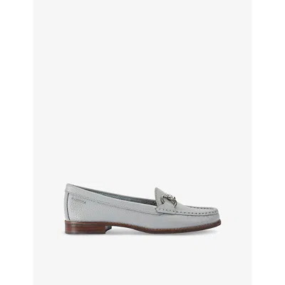 Carvela Comfort Womens Pale Blue Click Chain-embellished Flat Leather Loafers