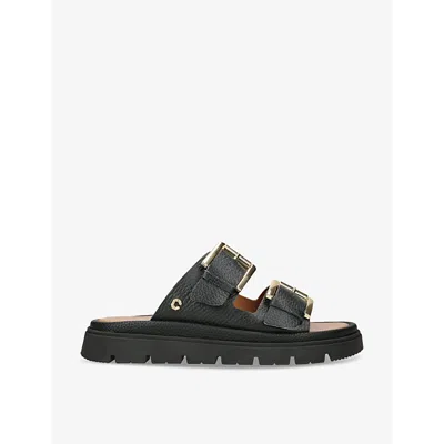 Carvela Comfort Womens Black Pavilion Buckle-strap Leather Sandals