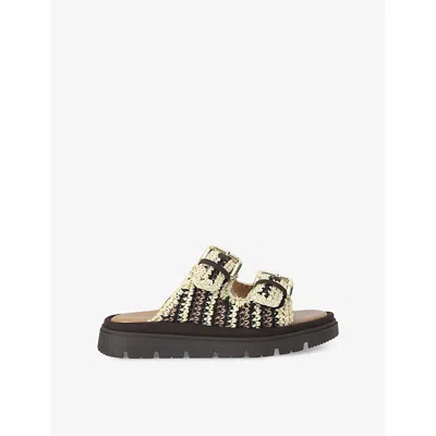 Carvela Comfort Womens Dk.brn Com Pavilion Crochet Sandals Eur 37 / 4 Uk