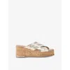 Carvela Comfort Womens  Fresco Cross-strap Leather Wedges In Gold