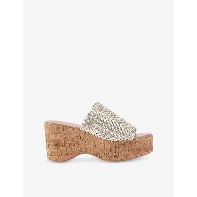 Carvela Comfort Womens Krypton Weave Wedge-heel Faux-leather Sandals Gold