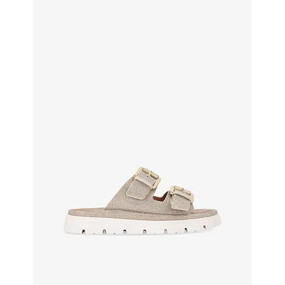 Carvela Comfort Womens  Pavilion Jewel-embellished Backless Woven Sandals In Gold