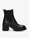 Carvela Comfort Womens Black Mega Logo-plaque Leather Heeled Ankle Boots In Black