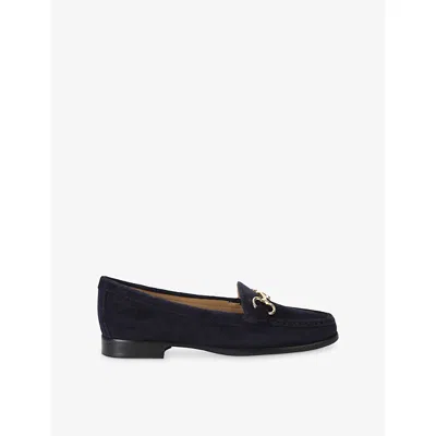 Carvela Comfort Womens Navy Click Wide-fit Suede Loafers Eur 38/5 Uk In Blue