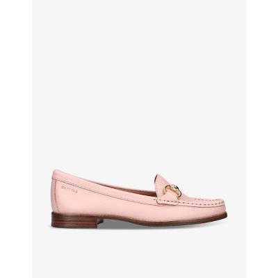 Carvela Comfort Womens Pink Click Horsebit-chain Leather Loafers