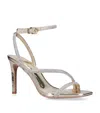 Carvela Paparazzi Crystal-embellished Metallic Faux-leather Heeled Sandals In Gold
