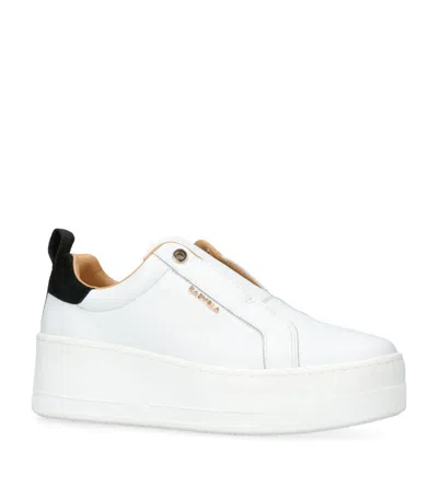 Carvela Womens White Connected Slips-on Leather Flatofrm Trainers