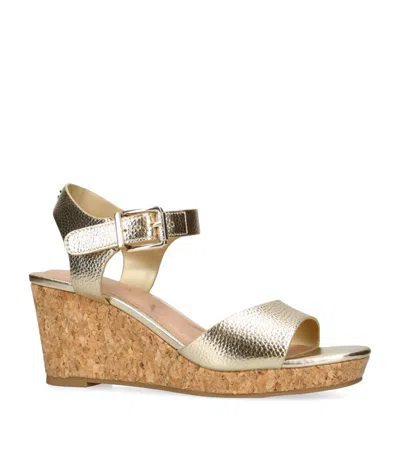 Carvela Womens Gold Sadie Stud-embellished Leather Wedge Sandals