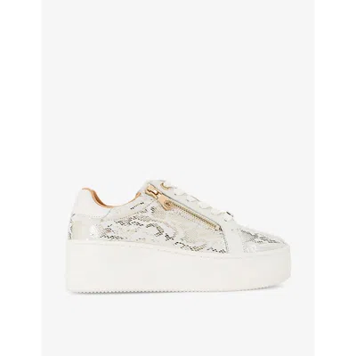 Carvela Womens Beige Oth Connected Zip Leather Flatform Low-top Trainers