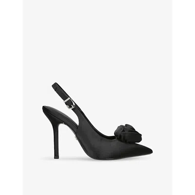 Carvela Womens Black Corsage Sling-back Satin Court Shoes