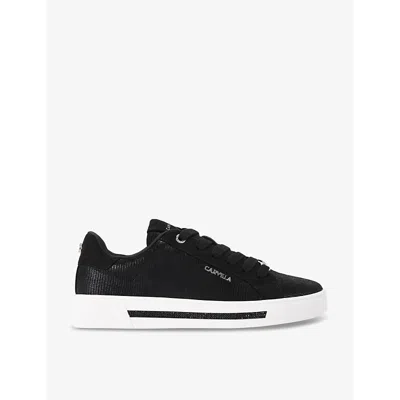 Carvela Womens Black Diamond Logo-badge Faux-leather Low-top Trainers