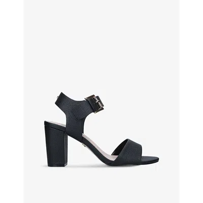 Carvela Womens Black Sadie 2 Textured Heeled Faux-leather Sandals