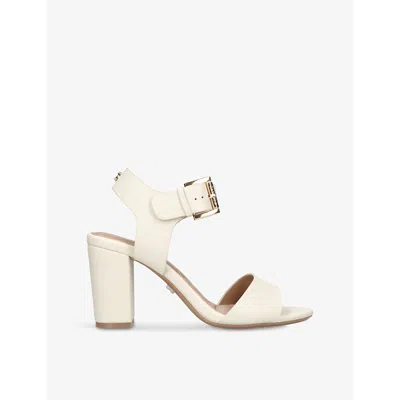 Carvela Womens Bone Sadie 2 Logo-embellished Faux-leather Heeled Sandals