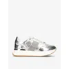 CARVELA CARVELA WOMEN'S SILVER FLARE PAPARAZZI EMBELLISHED METALLIC-LEATHER LOW-TOP TRAINERS