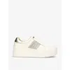 CARVELA CARVELA WOMEN'S WHITE CONNECTED TAPE JEWEL-EMBELLISHED LEATHER LOW-TOP TRAINERS
