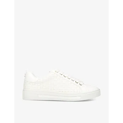 Carvela Womens White Daze Weave Logo-plaque Faux-leather Low-top Trainers