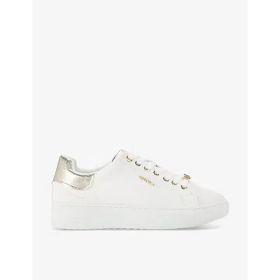 Carvela Womens White Dream 2 Logo-badge Faux-leather Low-top Trainers