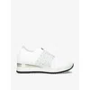 CARVELA CARVELA WOMEN'S WHITE JANEIRO 2 CRYSTAL-EMBELLISHED WOVEN LOW-TOP TRAINERS