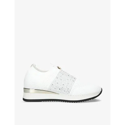 Carvela Womens White Janeiro 2 Crystal-embellished Woven Low-top Trainers