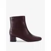 Carvela Womens Wine Rene Logo-badge Heeled Leather Ankle Boots In Wine