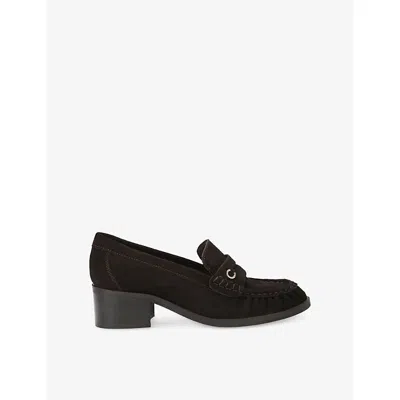 Carvela Womens Arezzo Suede Heeled Loafers Dark Brown Eur 37 / 4 Uk In Black