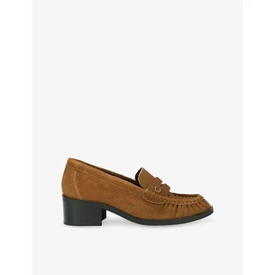 Carvela Womens Arezzo Suede Heeled Loafers Tan Eur 37 / 4 Uk In Brown