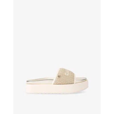 Carvela Womens Beige Sorrento Flatform Faux-leather Slider Sandals
