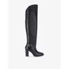 Carvela Womens Allora Over-the-knee Faux-leather Heeled Boots Black Eur 42/ 9 Uk In Black